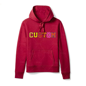 Sweat à capuche avec logo personnalisé de haute qualité pour hommes Veste à capuche en broderie de chenille lavée avec motif solide - Product Image 4