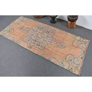 Vintage naranja azul 3,2X7,2 pies área grande alfombra turca lana algas marinas Material patrón abstracto rectángulo pasillo diseño habitación alfombra - Product Image 4