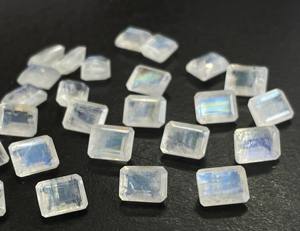 พลอยหลวมสีรุ้งมูนสโตนรูปแปดเหลี่ยม4x6มม. สีฟ้าสดใส - Product Image 2