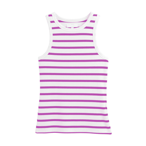 Débardeur respirant à rayures Muscle Fit personnalisable à col en O pour hommes Vêtements tricotés de qualité améliorée en coton imprimé sur mesure. - Product Image 4