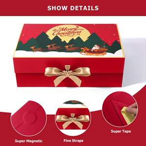 TH CBB-471 Christmas Gift Box with <b>Magnetic</b> Closure Foldable Design Custom Printed Rigid Packaging with Ribbon for Holiday - Product Image 2