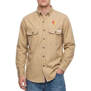 Fr 100% Cotton Long Sleeve Quality <b>Flame</b> Resistant Workwear <b>Shirts</b> FR Welding <b>Shirts</b> Welding FR Welding <b>Shirt</b> 100% Cotton 7oz - Product Image 1