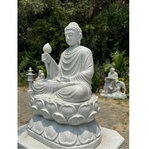 Estatua de Buda Shakyamuni Moderna y Duradera, Tallada a Mano en Piedra Monolítica 100% Natural de Vietnam, Superficie Pulida para Exteriores - Product Image 1