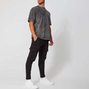 T-shirt surdimensionné 100% coton pour hommes, col en O, manches courtes, tissu en jersey de haute qualité, design vierge - Product Image 3