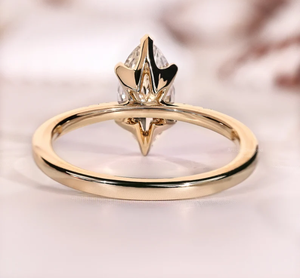 แหวนหมั้นเพชรทรงมาร์คีส์ 14K ทองคำแท้ ประดับเพชรเลี้ยงในห้องปฏิบัติการ เครื่องประดับชั้นดีสำหรับผู้หญิง สำหรับงานแต่งงาน วันครบรอบ หรืองานเลี้ยง - Product Image 4