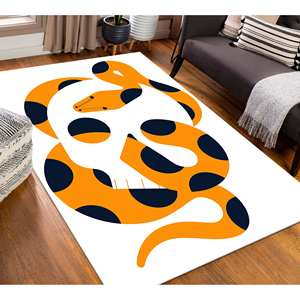 Snake <b>Skull</b> Modern Rug: Non-Slip Accent <b>Decor</b>,Nonwoven Thin Rug - Product Image 1
