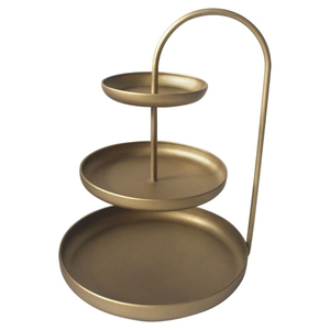 Supports à gâteau ronds en laiton à deux niveaux avec finition dorée pour mariage, anniversaire, fête, présentoir décoratif - Product Image 3