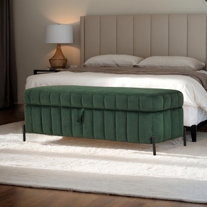 Banco de Armazenamento Durável em Veludo para Quarto e Sala de Estar, Otomano Moderno para Entrada com Design Estofado - Product Image 1