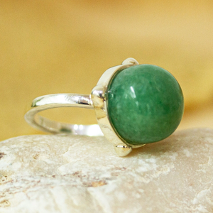 Designer 925 Sterling Silver Statement <b>Ring</b> Stylish Fashion Gemstone <b>Rings</b> With Natural Aventurine for Stylish Parties Christian - Product Image 4