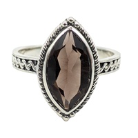 Produit de qualité supérieure, pierre précieuse en quartz fumé traité au fumée, argent sterling 925 massif, bague vintage, bijoux faits à la main en Inde