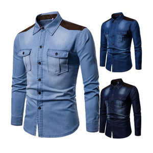 Breathable Cotton <b>Men's</b> <b>Shirts</b> Custom Logo Printed Lightweight High Quality Gothic Style Summer Casual <b>Jeans</b> <b>Shirts</b> - Product Image 4