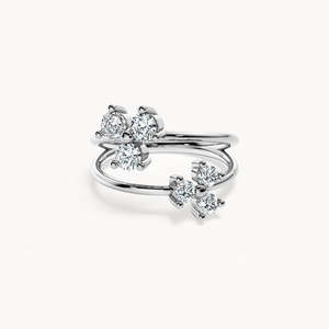 Bague en Zircon Taille Émeraude avec Grappe de Pierres, Plaqué Rhodium, Plaqué Or Platine, Bijoux en Pierres Précieuses - Product Image 1