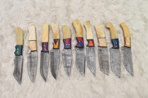 Lot de 10 couteaux à peler à manche en os de 8 "en acier damassé fait à la main Cadeau pour vos amis. - Product Image 6