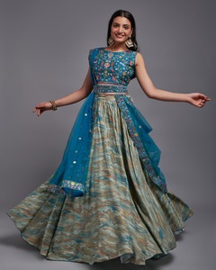 Ropa de fiesta de boda para mujer, bordado de secuencia impreso a la moda, Lehenga Choli, cinturón atractivo elegante, calidad de exportación, venta al por mayor - Product Image 2