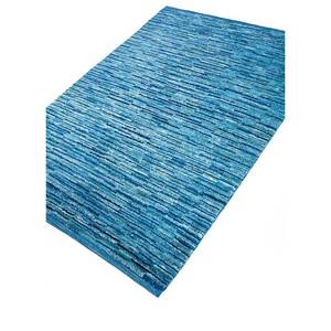 Tapis en laine noué à la main Nuray bleu, motif puzzle rayé rectangulaire pour la maison, le salon ou le couloir - PAE-331 - Product Image 2