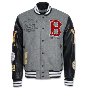 Chaqueta de béisbol con letras Vintage de manga de cuero a la moda, chaqueta universitaria de alta calidad con bordado de chenilla personalizado para hombres universitarios - Product Image 3