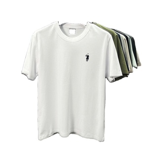 เสื้อยืดผ้าฝ้าย100% เข้ารูปของผู้ชายเสื้อแขนสามส่วนสีล้วนมีลายออกแบบได้ตามต้องการ - Product Image 1