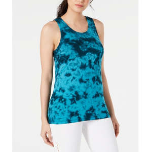 Top Corto da Donna Ideology in Maglia Traspirante con Colletto Quadrato Extra Small, Blu Tie-Dye con Motivo a Rete sul Retro - Product Image 1