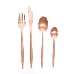 Hotels Dinnerware <b>Thin</b> Cutlery Set Stainless Steel Food Grade Modern Luxury Copper Tone Finished Best Quality Wedding Customized - Product Image 1
