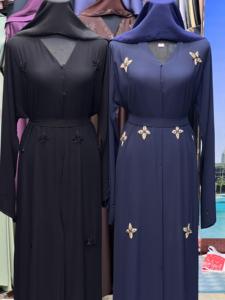 Polyester Luxury Abaya Modest Design Handmade Sequined Breathable Ankle Length <b>Long</b> Sleeves Customized Size Daily <b>Eid</b> Occasions - Product Image 3