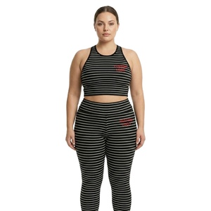 Top Selling Sportswear Stripe Top <b>Legging</b> Set Gym Fitness Clothing Women Cross High Waist Workout Active Wear Yoga Set 2026 - Product Image 1