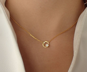 Colgante de círculo abierto hecho a mano personalizado con diamante cultivado en laboratorio, joyería de oro de forma redonda para mujeres y niñas, colgantes de dijes - Product Image 3