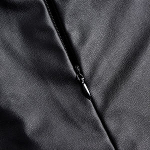 Jupes pour femmes en cuir PU noir-Mini jupes sexy et club-perles/jupe moulante taille haute pour la fête et le bureau - Product Image 3