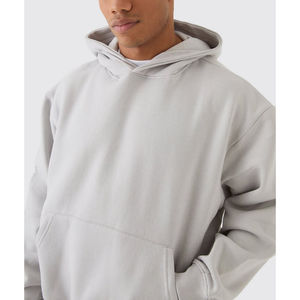 Hot Sale Drop Shoulder Blank Hoodies <b>Men's</b> Street wear Oversized Pullover <b>Sweatshirt</b> Cotton Fleece Casual <b>Grey</b> Hoodie <b>Sweatshirt</b> - Product Image 6