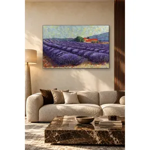 Impression sur toile de la ferme à toit rouge Fida et du champ de lavande - Product Image 4