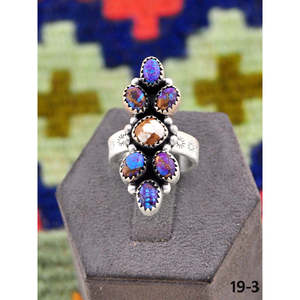 Bague ajustable de style sud-ouest, faite à la main, avec dahlia violet, cheval sauvage et opale magnésite sertie clos, idéale pour un cadeau - Product Image 3