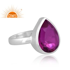 Anillo apilable de piedras preciosas de cuarzo turmalina rubilita doblete de plata de ley fina de última tendencia, fabricante de joyería personalizada - Product Image 2