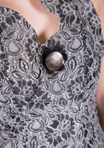 Jupe asymétrique élégante en taffetas avec appliques en dentelle, longueur genou, pour soirée, fabriquée en Italie, anti-statique naturel - Product Image 3