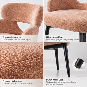 <span class=keywords><strong>Fauteuil</strong></span> de salle à manger contemporain <span class=keywords><strong>rose</strong></span> rembourré avec dossier découpé incurvé et pieds en métal pour salle à manger moderne, vente en gros - Product Image 5