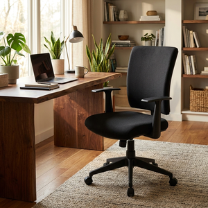 New Orleans Contemporary Office <b>Chair</b> Black Padded Task <b>Chair</b> Adjustable Headrest Ergonomic Wood for Home Office Executive - Product Image 4