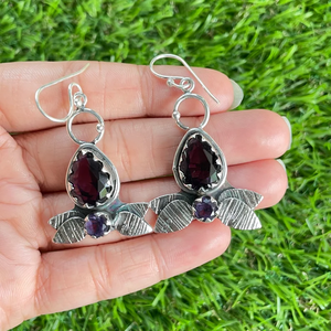 Vente en gros de boucles d'oreilles en argent sterling 925 améthyste violette pierre précieuse fait à la main en forme de crochet breloque cadeau chrétien pour les femmes - Product Image 2