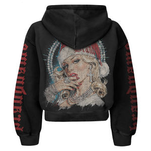 Sweat à capuche ample déchiré de haute qualité personnalisé, style streetwear, en molleton, vintage, double couche, délavé à l'acide, délavé au soleil, usé - Product Image 5