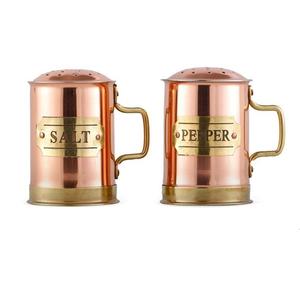 Saleros y pimenteros de metal de diseño vintage hechos a mano para una calidad duradera y una decoración de estante de cocina. - Product Image 2