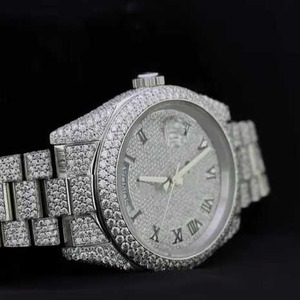 นาฬิกาฮิปฮอปผู้ชายแบบฝังเพชรเต็มหน้าปัด พร้อมเพชร VVS บนตัวเรือนเงินแท้ 925 ดีไซน์หรูหราทันสมัย สไตล์สตรีท - Product Image 1