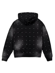 Sweat à capuche en molleton pour homme, 100% coton, de haute qualité, délavé au soleil, avec logo personnalisé, design diamant, noir, tendance - Product Image 4
