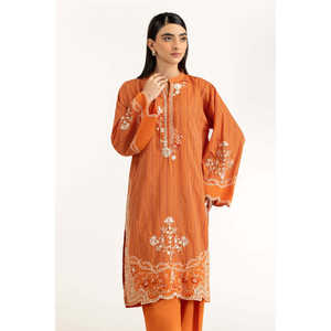 Conjunto de Camisa y Pantalón de Chifón Bordado con Lurex Rust Leno Karha para Primavera/Verano - Product Image 4