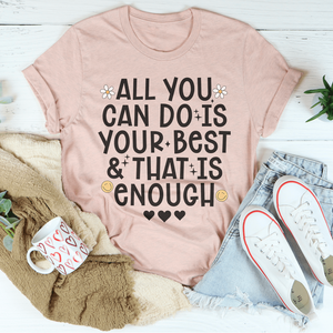 T-shirt pour femme « All You Can Do Is Your Best » en jersey respirant avec lettrage décoratif, tailles XS à 5XL, coupe ajustée ou ample, longueur courte - Product Image 2