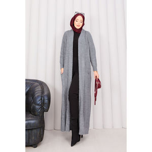<span class=keywords><strong>Cardigan</strong></span> in Maglia con Collo <span class=keywords><strong>a</strong></span> Scialle e Treccia Grigia Casual per la Stagione Autunnale - Product Image 6