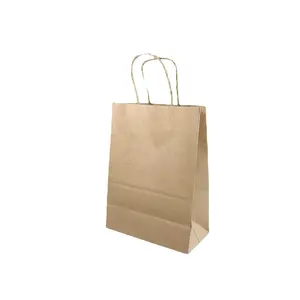 Paper Bag Custom Printed logo Brown Paper Kraft Bags Food Bags With Handle 100% Recycling Eco-friendly Shopping from Thailand