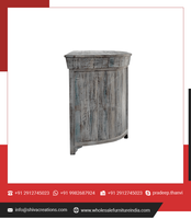 Comptoir de bar en bois recyclé antique, meuble élégant brun, 2 portes, 1 tiroir, pour la maison, le bureau, l'appartement, la chambre, le salon