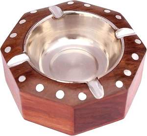 Best Polished Silver Plated <b>Ashtray</b> Container High on Trend Home Decorative Design with Three Astraigh Holder - Product Image 6