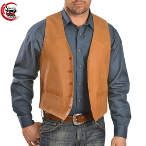 2025 Customized Men's High Quality Leather Vest Stylish Biker Embroidery Button Decoration Windproof Breathable Winter <b>Waistcoat</b> - Product Image 3