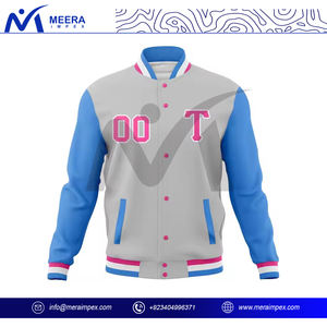OEM Personalizar Multi Color Chaqueta de béisbol de los hombres de alta calidad de tela transpirable Regular Fit Rib Neck Varsity Jacket para los hombres - Product Image 3