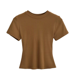 2025 venta al por mayor nuevo estilo acanalado suave otoño ropa de punto de manga larga para mujer Camisetas tela mejor calidad - Product Image 1