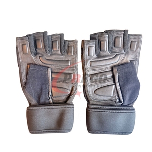 Guantes de Gimnasio de Cuero Premium, Medios Dedos, con Soporte para Muñeca, para Levantamiento de Pesas, Entrenamiento Físico, Logotipo Personalizado OEM - Product Image 2