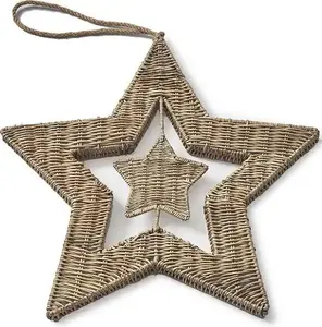 Novo Item Alta Qualidade Estrela Natal Pendurado Decoração Árvores De Natal Produto Favorito Rattan Bell Decorativa Natal